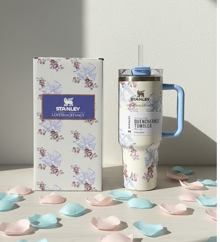 كوب استانلس، كوب استانلس سعة 40 اونصه مع شاليموه ومقبض، كوب معزول مع غطاء كوب للسفر، كوب قهوة من الفولاذ المقاوم للصدأ  للمشروبات المثلجة الساخنة، كوب سفر بمقبض